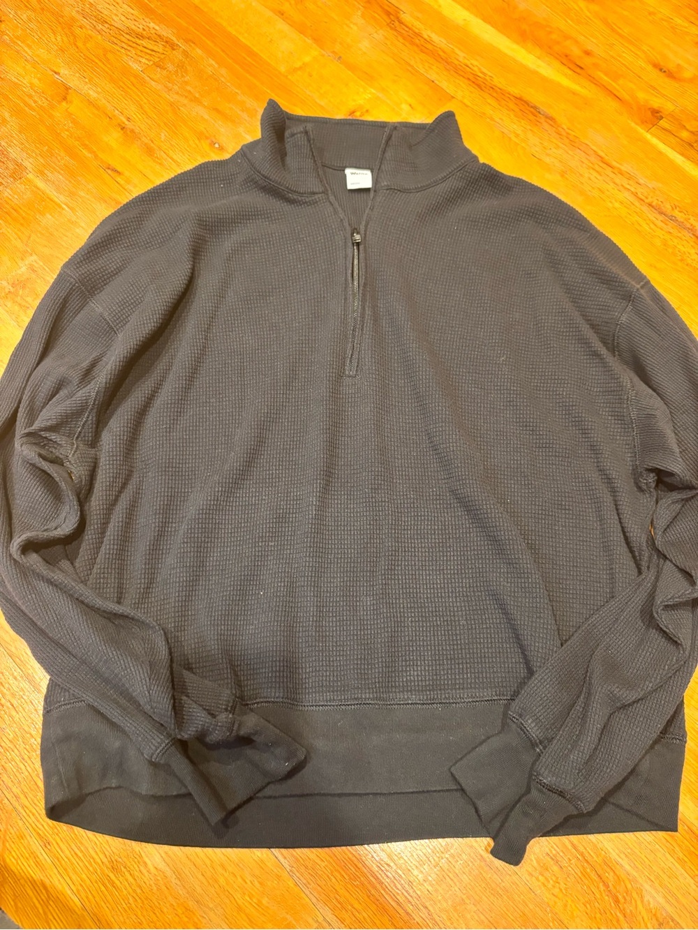Women’s Black Quarter-Zip Waffle Knit Sweater